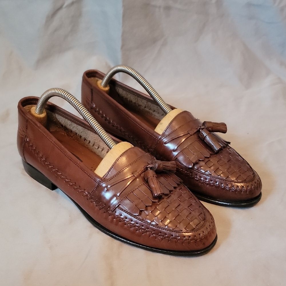 Giorgio Brutini Brown Leather Loafers with Kiltie Fringe 9.5 D New